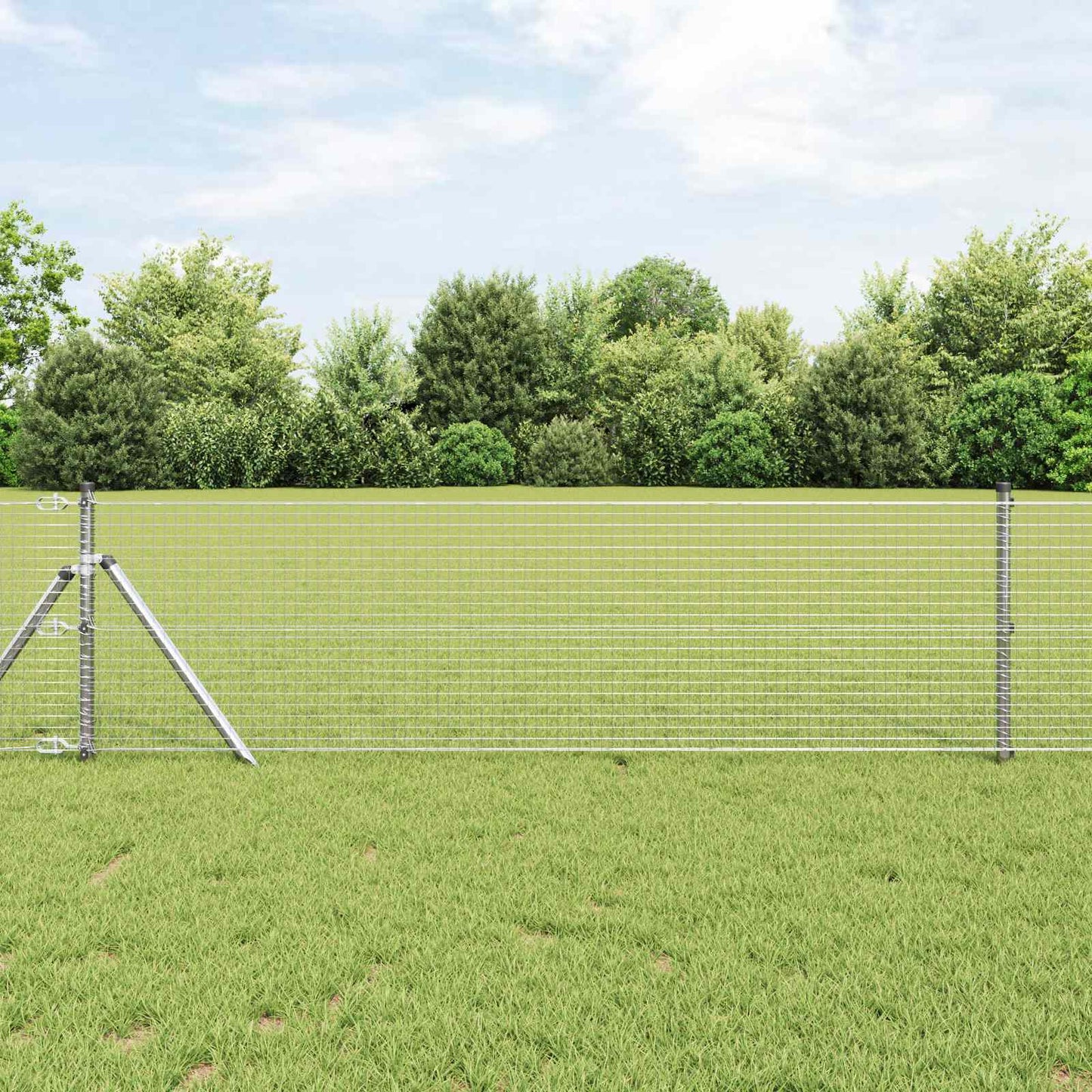 vidaXL Geschweißter Drahtzaun Silber 0,5 x 50 m