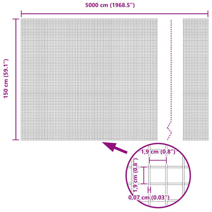 Geschweißter Drahtzaun Silber 1,5 x 50 m