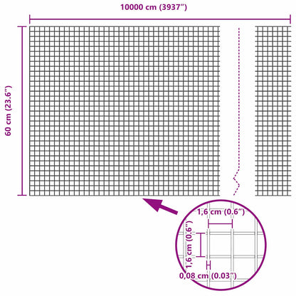 Geschweißter Drahtzaun Grün 0,6 x 100 m