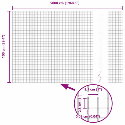 Geschweißter Drahtzaun Grau 1 x 50 m
