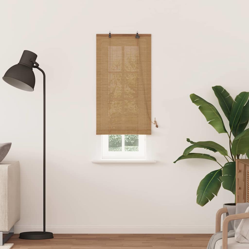 vidaXL Rollo mit Vorhängen Braun 60 x 220 cm Bambus