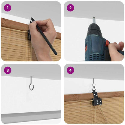 Rollo mit Vorhängen Braun 90 x 160 cm Bambus