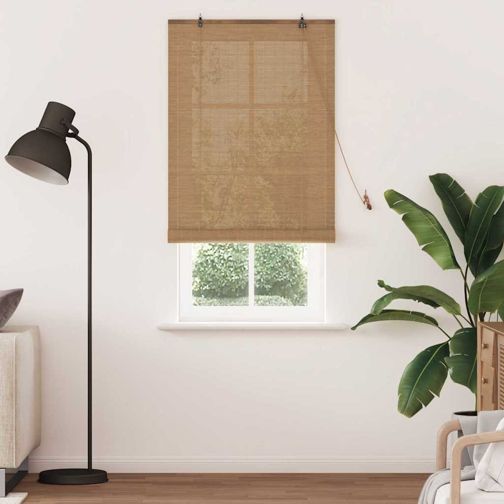 vidaXL Rollo mit Vorhängen Braun 90 x 220 cm Bambus