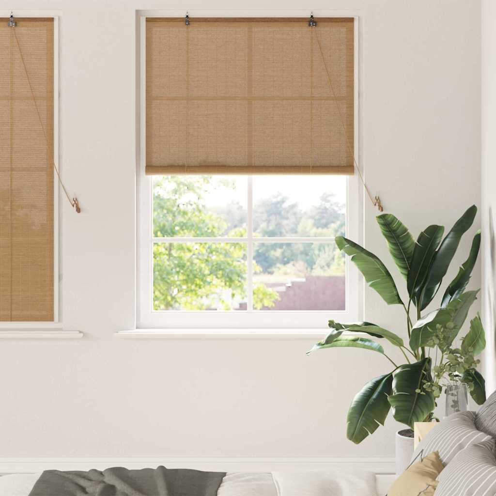 vidaXL Rollo mit Vorhängen Braun 110 x 160 cm Bambus