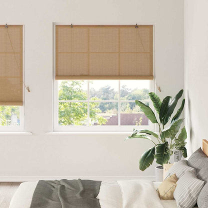 vidaXL Rollo mit Vorhängen Braun 140 x 220 cm Bambus