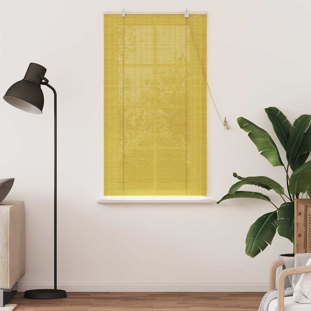 vidaXL Rollo mit Vorhängen Gelb 80 x 160 cm Bambus
