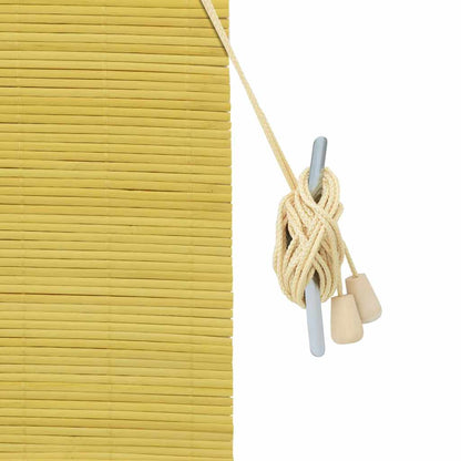 Rollo mit Vorhängen Gelb 80 x 220 cm Bambus