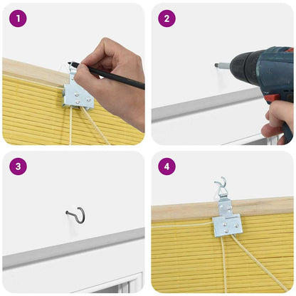 Rollo mit Vorhängen Gelb 90 x 220 cm Bambus