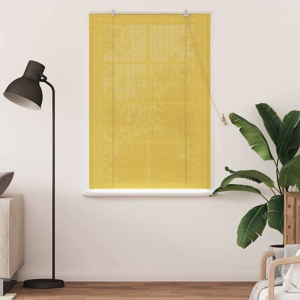 vidaXL Rollo mit Vorhängen Gelb 100 x 160 cm Bambus