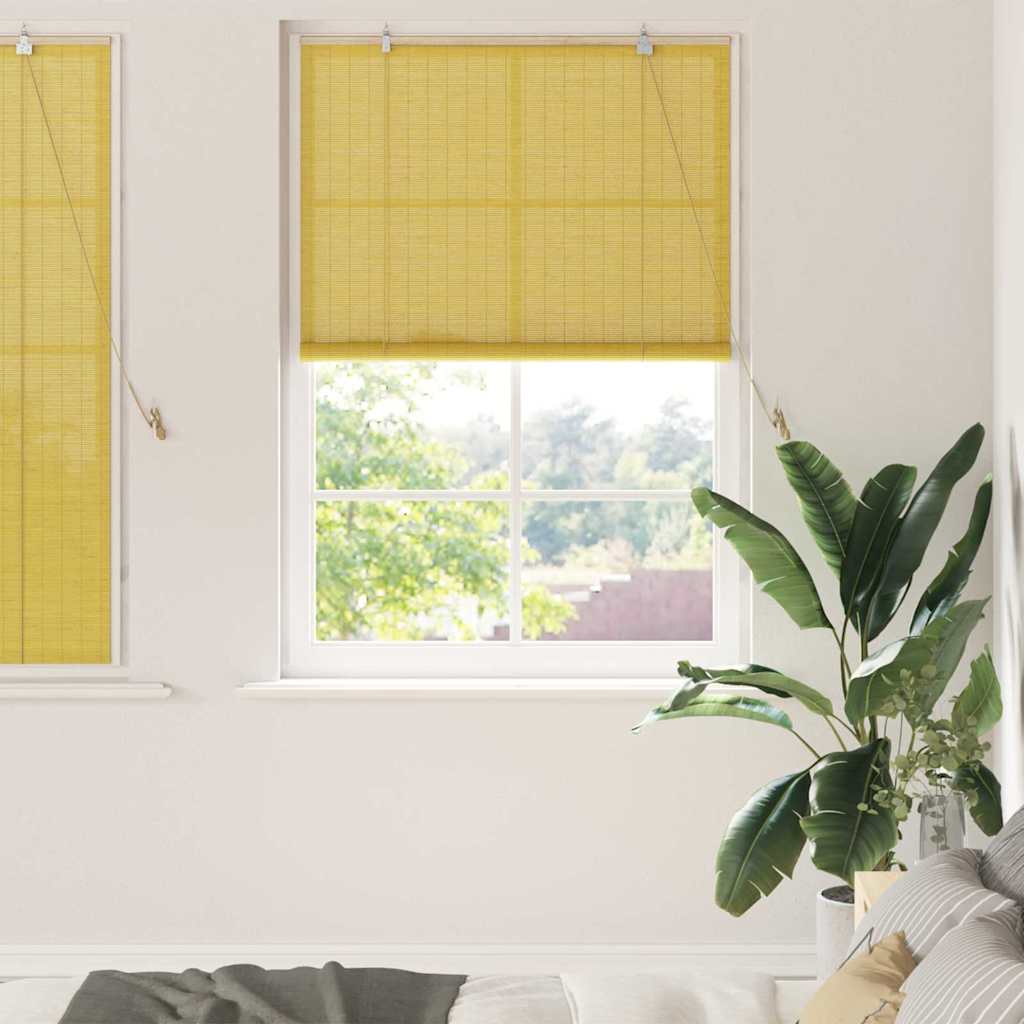 vidaXL Rollo mit Vorhängen Gelb 120 x 160 cm Bambus