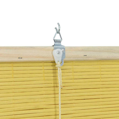 Rollo mit Vorhängen Gelb 120 x 220 cm Bambus