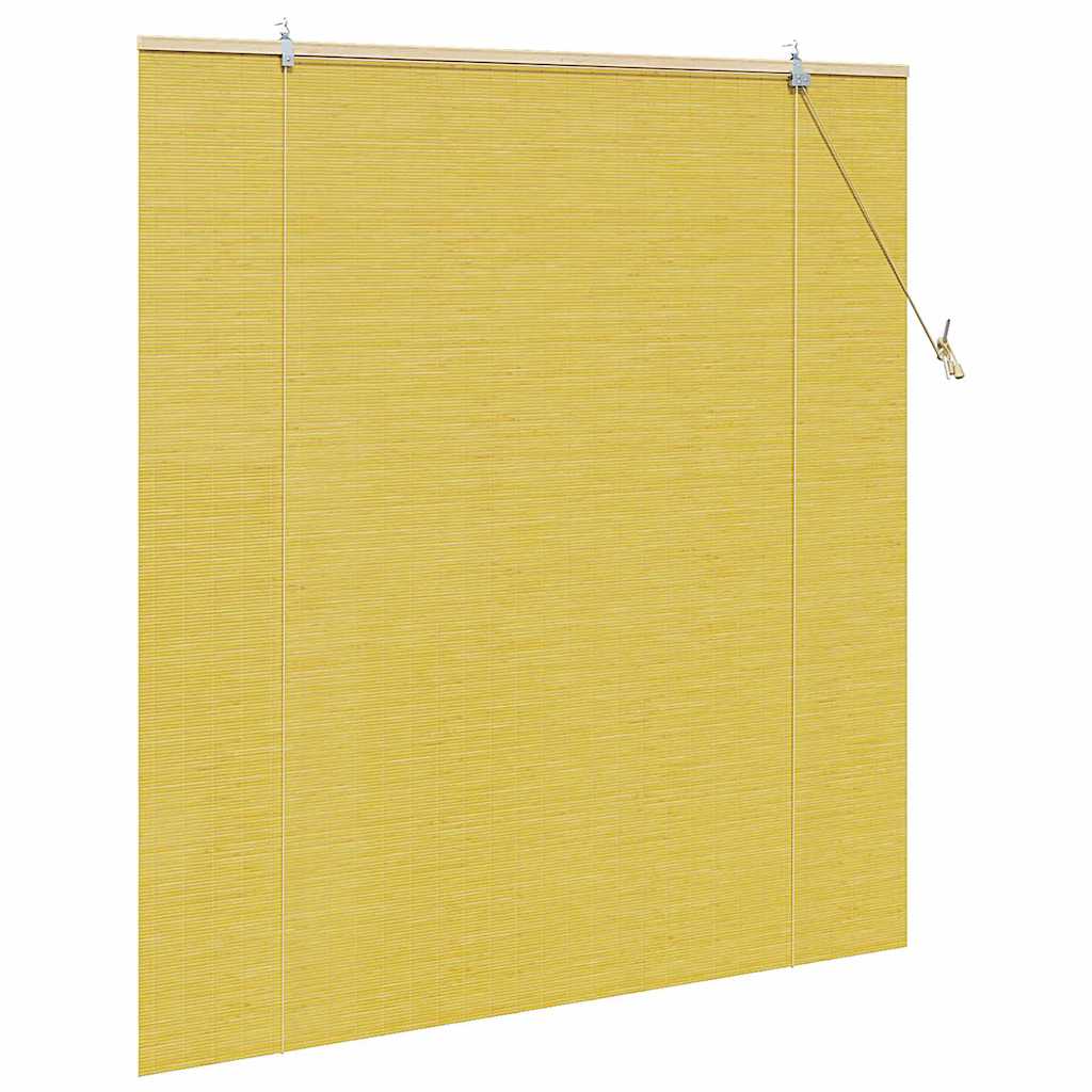 vidaXL Rollo mit Vorhängen Gelb 140 x 160 cm Bambus