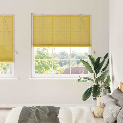 vidaXL Rollo mit Vorhängen Gelb 140 x 220 cm Bambus