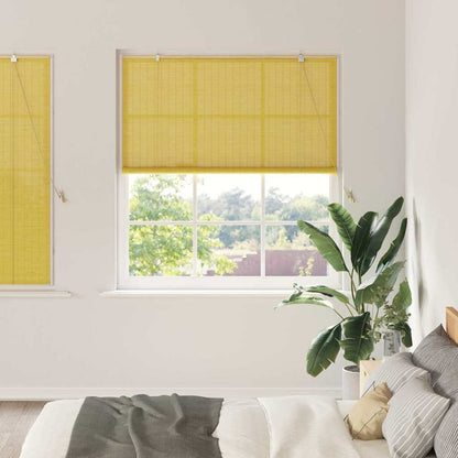 vidaXL Rollo mit Vorhängen Gelb 150 x 160 cm Bambus
