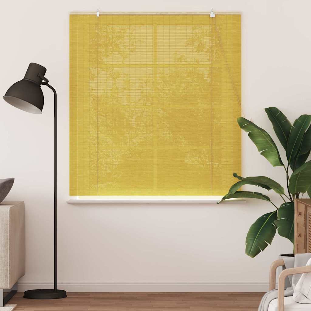 vidaXL Rollo mit Vorhängen Gelb 150 x 160 cm Bambus