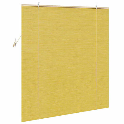vidaXL Rollo mit Vorhängen Gelb 150 x 160 cm Bambus