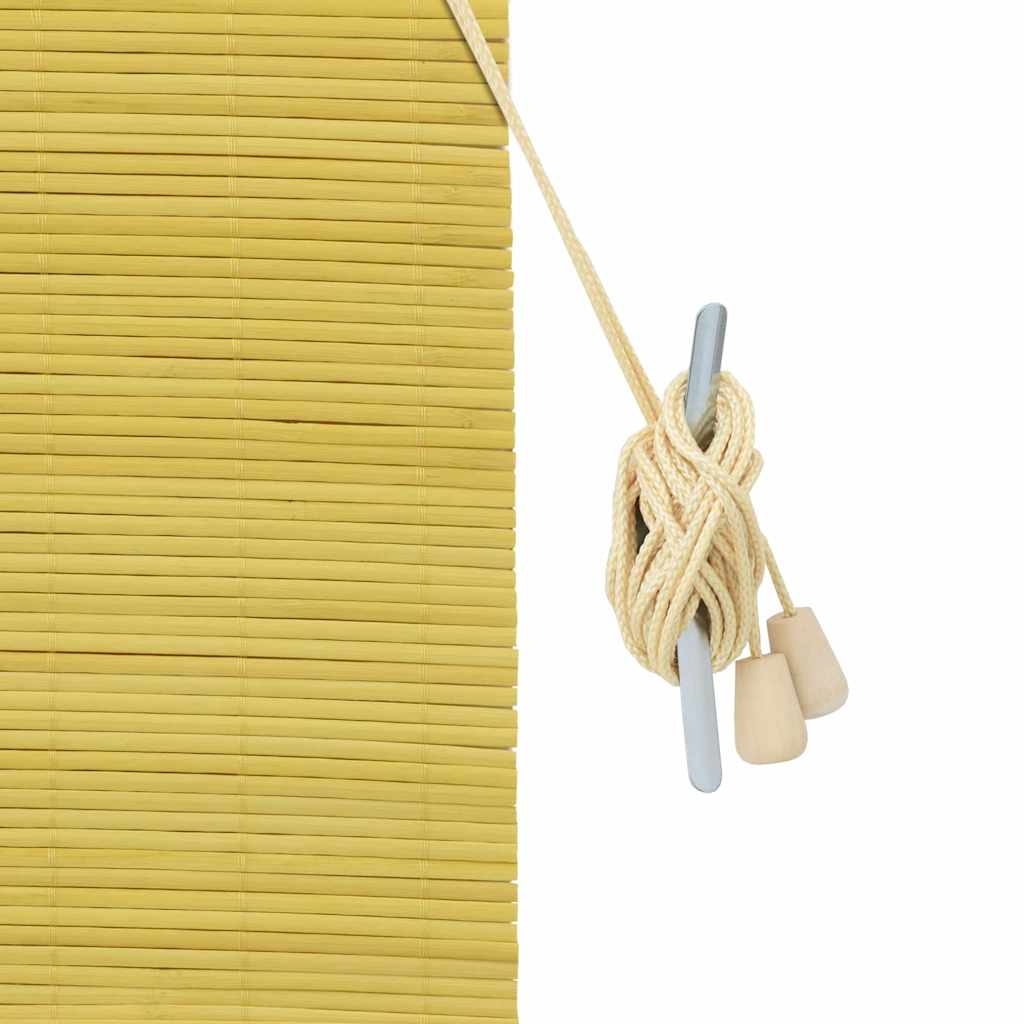 Rollo mit Vorhängen Gelb 150 x 220 cm Bambus