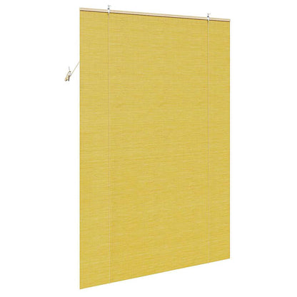 Rollo mit Vorhängen Gelb 150 x 220 cm Bambus