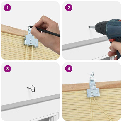 Rollo mit Vorhängen Natur 100 x 220 cm Bambus