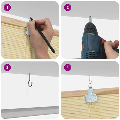 Rollo mit Vorhängen Natur 100 x 220 cm Bambus