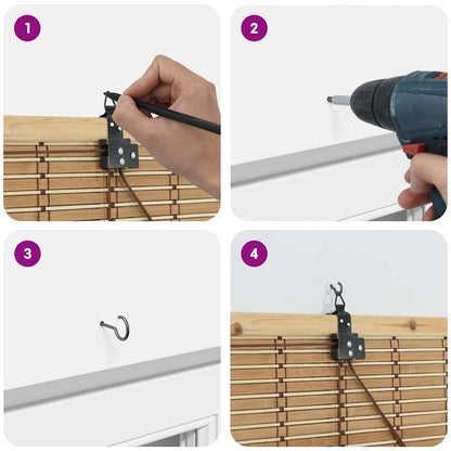 Rollo mit Vorhängen Natur 140 x 220 cm Bambus