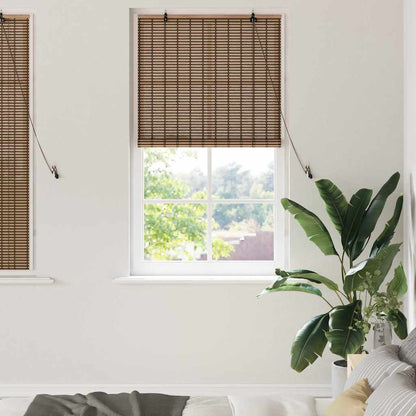 vidaXL Rollo mit Vorhängen Braun 90 x 160 cm Bambus