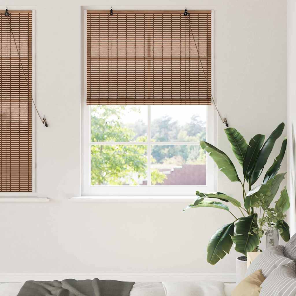 vidaXL Rollo mit Vorhängen Braun 110 x 160 cm Bambus