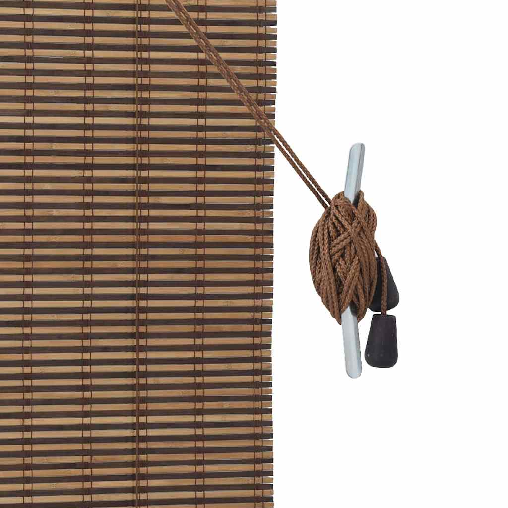 vidaXL Store enrouleur avec rideaux Marron 120 x 160 cm Bambou
