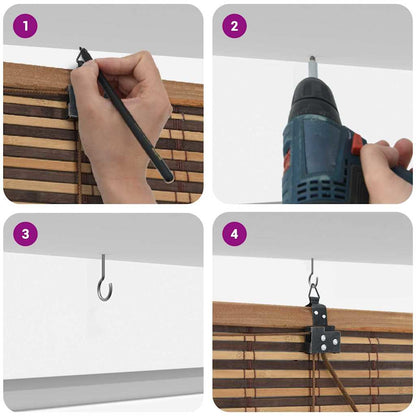 Rollo mit Vorhängen Braun 140 x 160 cm Bambus