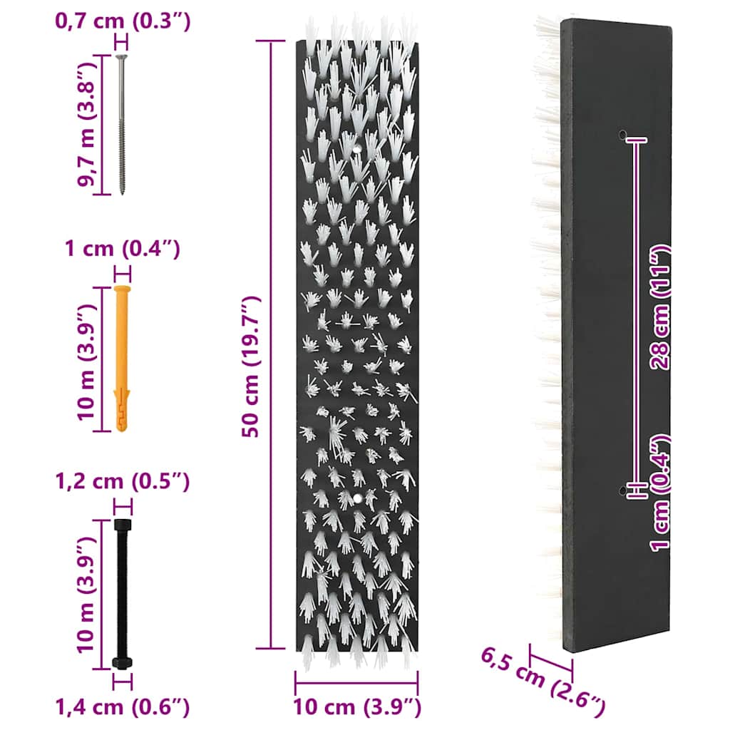 Kühbürste Schwarz und Weiß 50 x 10 x 6.5 cm