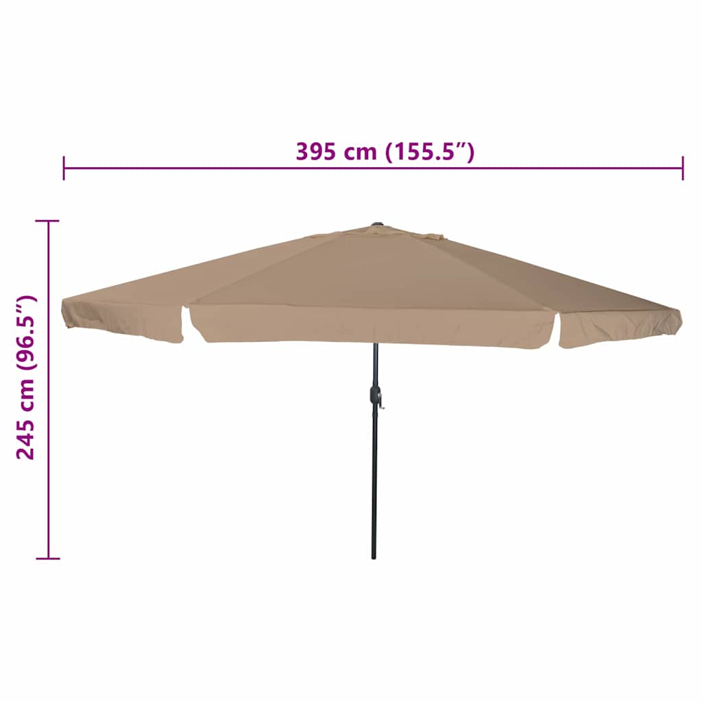vidaXL Garten-Sonnenschirm Taupe 395 x 395 x 245 cm