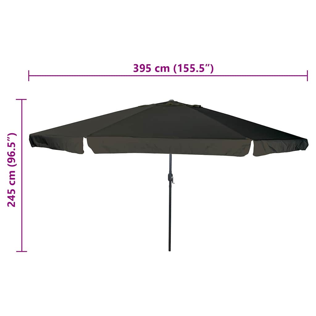 vidaXL Garten-Sonnenschirm Schwarz 395 x 395 x 245 cm