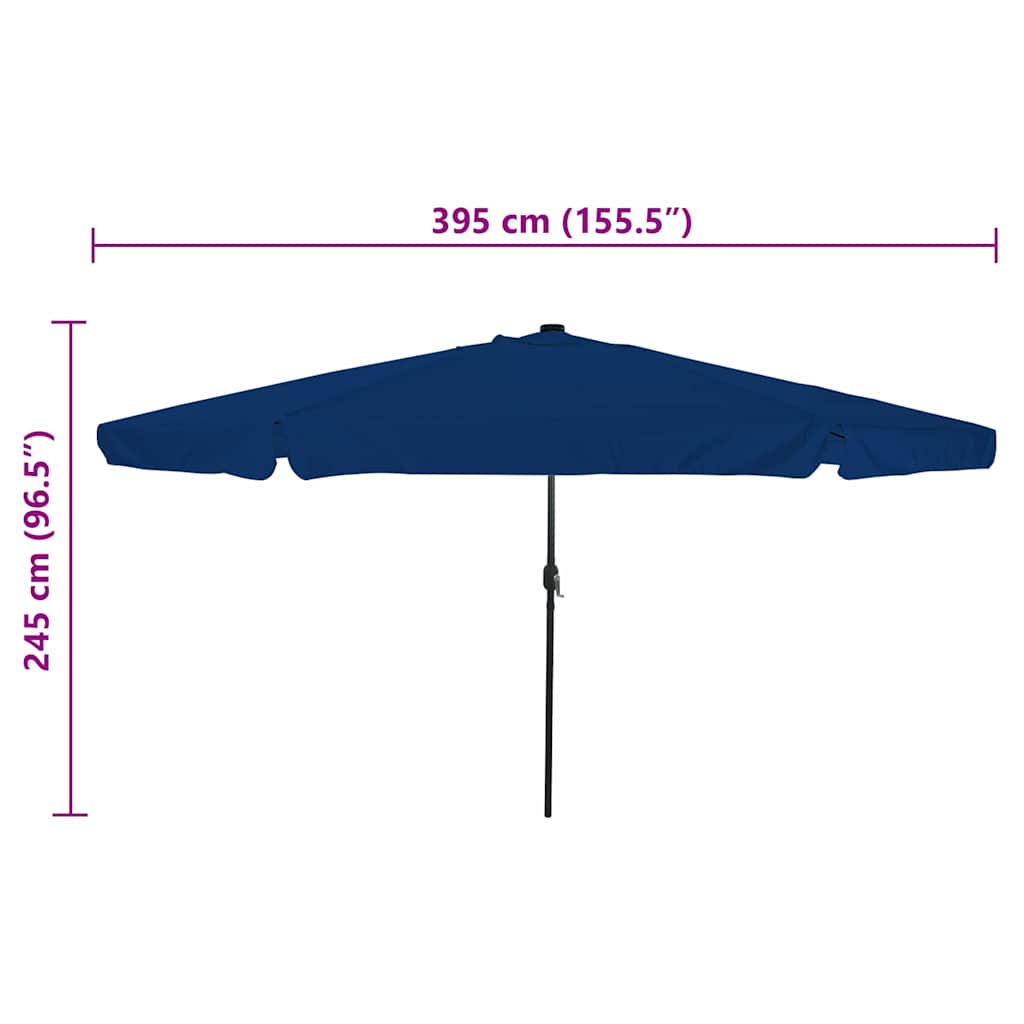 vidaXL Garten-Sonnenschirm Azurblau 395 x 395 x 245 cm Polyester