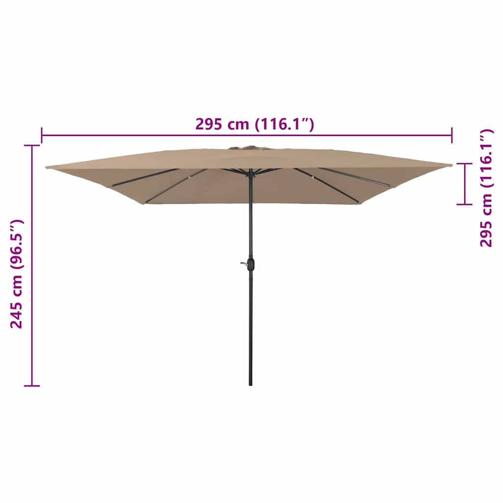 vidaXL Garten-Sonnenschirm Taupe 295 x 295 x 245 cm