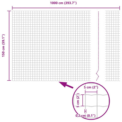 vidaXL Eurozaun Grün 1,5 x 10 m PVC-beschichtetes Eisen