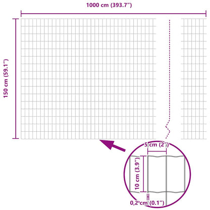 vidaXL Eurozaun Grün 1,5 x 10 m PVC-beschichtetes Eisen