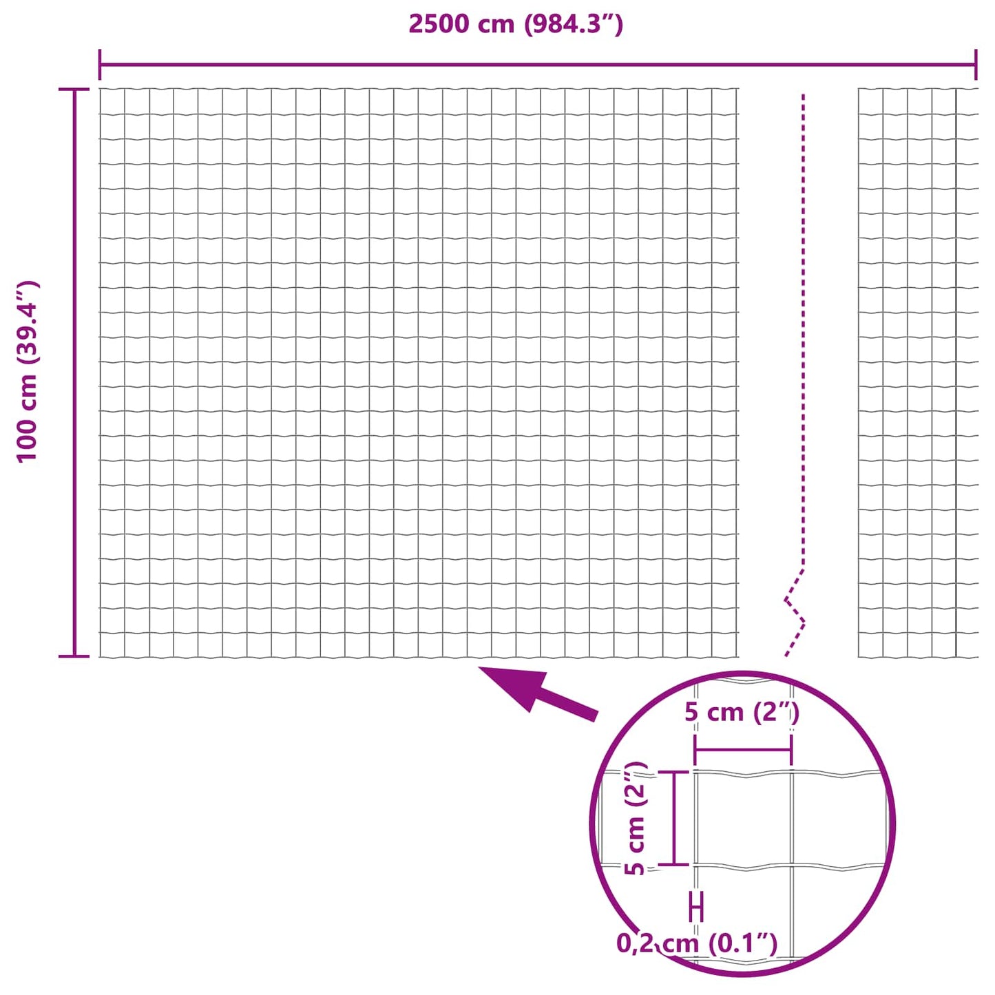 vidaXL Eurozaun Grün 1 x 25 m PVC-beschichtetes Eisen