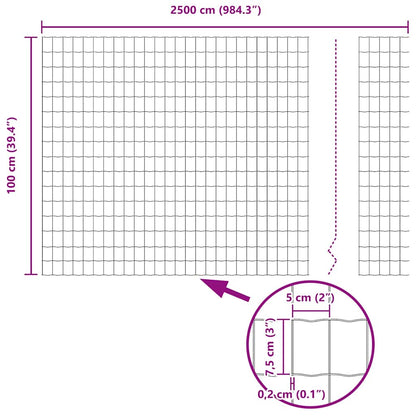 vidaXL Eurozaun Grün 1 x 25m PVC-beschichtetes Eisen