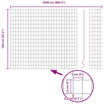 vidaXL Eurozaun Grün 1,2 x 25 m PVC-beschichtetes Eisen
