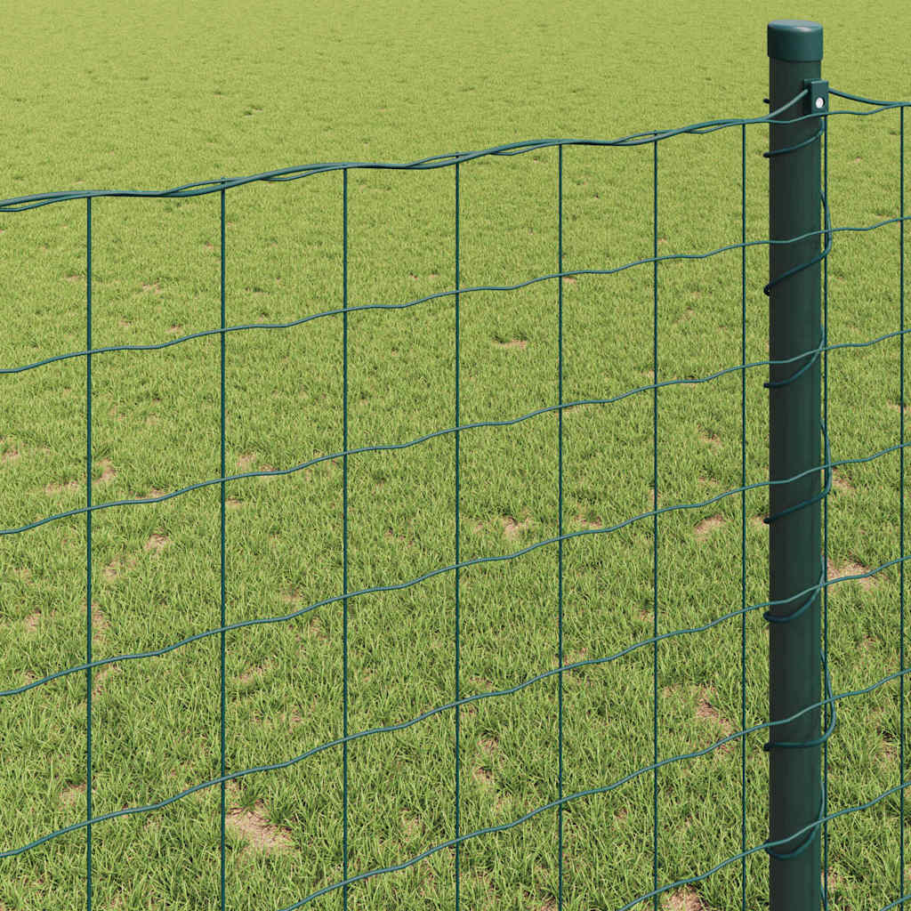 vidaXL Clôture euro verte 0,6 x 25 m en fer enduit de PVC