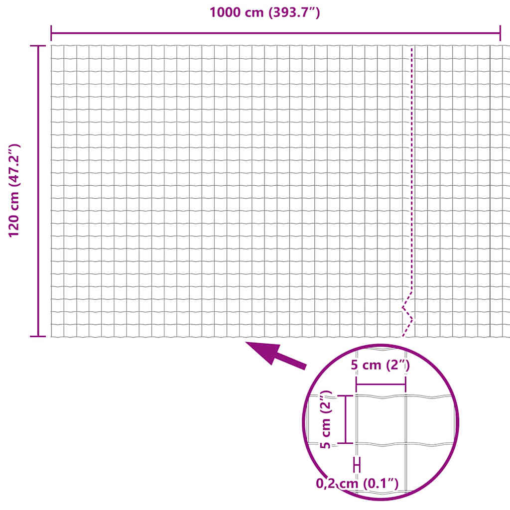 Eurozaun Grau 1,2 x 10 m PVC-beschichtetes Eisen