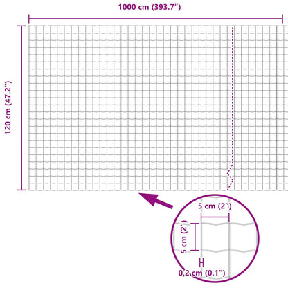 Eurozaun Grau 1,2 x 10 m PVC-beschichtetes Eisen