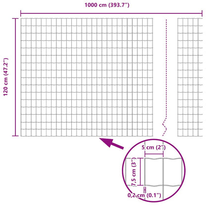 vidaXL Eurozaun Grau 1,2 x 10 m PVC-beschichtetes Eisen
