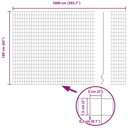vidaXL Grillage européen gris 1,6 x 10 m fer enduit de PVC