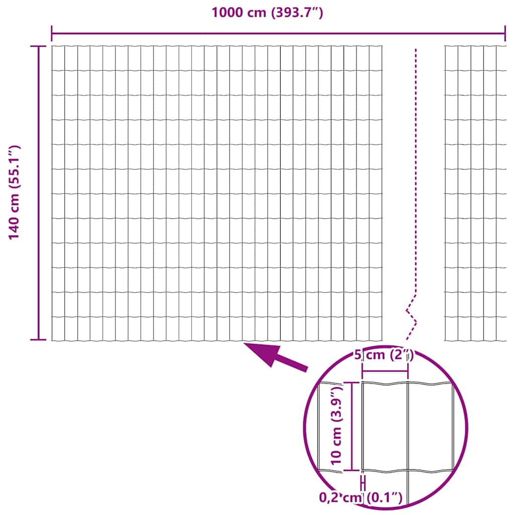 vidaXL Eurozaun Grau 1,4 x 10 m PVC-beschichtetes Eisen