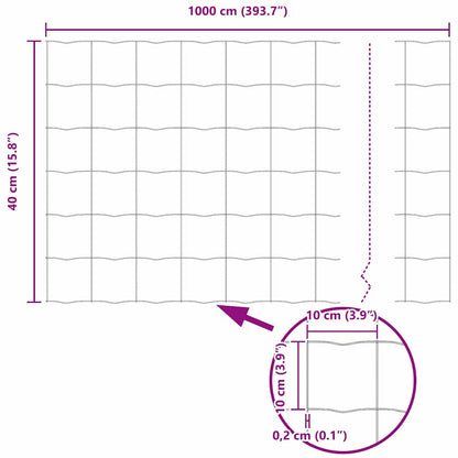 Eurozaun Grau 0,4 x 10 m PVC-beschichtetes Eisen