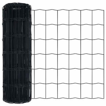 vidaXL Clôture européenne grise 0,4 x 25 m en fer enduit de PVC