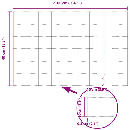 vidaXL Clôture Euro Grise 0,4 x 25 m en fer enduit de PVC