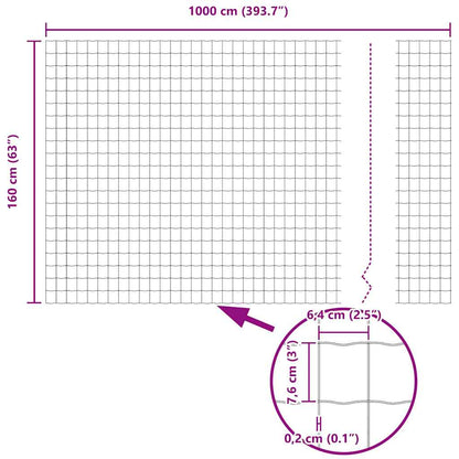 Eurozaun Schwarz 1,6 x 10 m PVC-beschichtetes Eisen