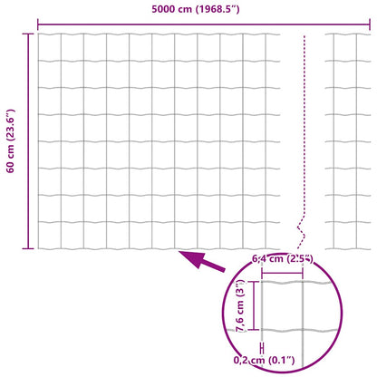 vidaXL Eurozaun Grau 0,6 x 50 m PVC-beschichtetes Eisen